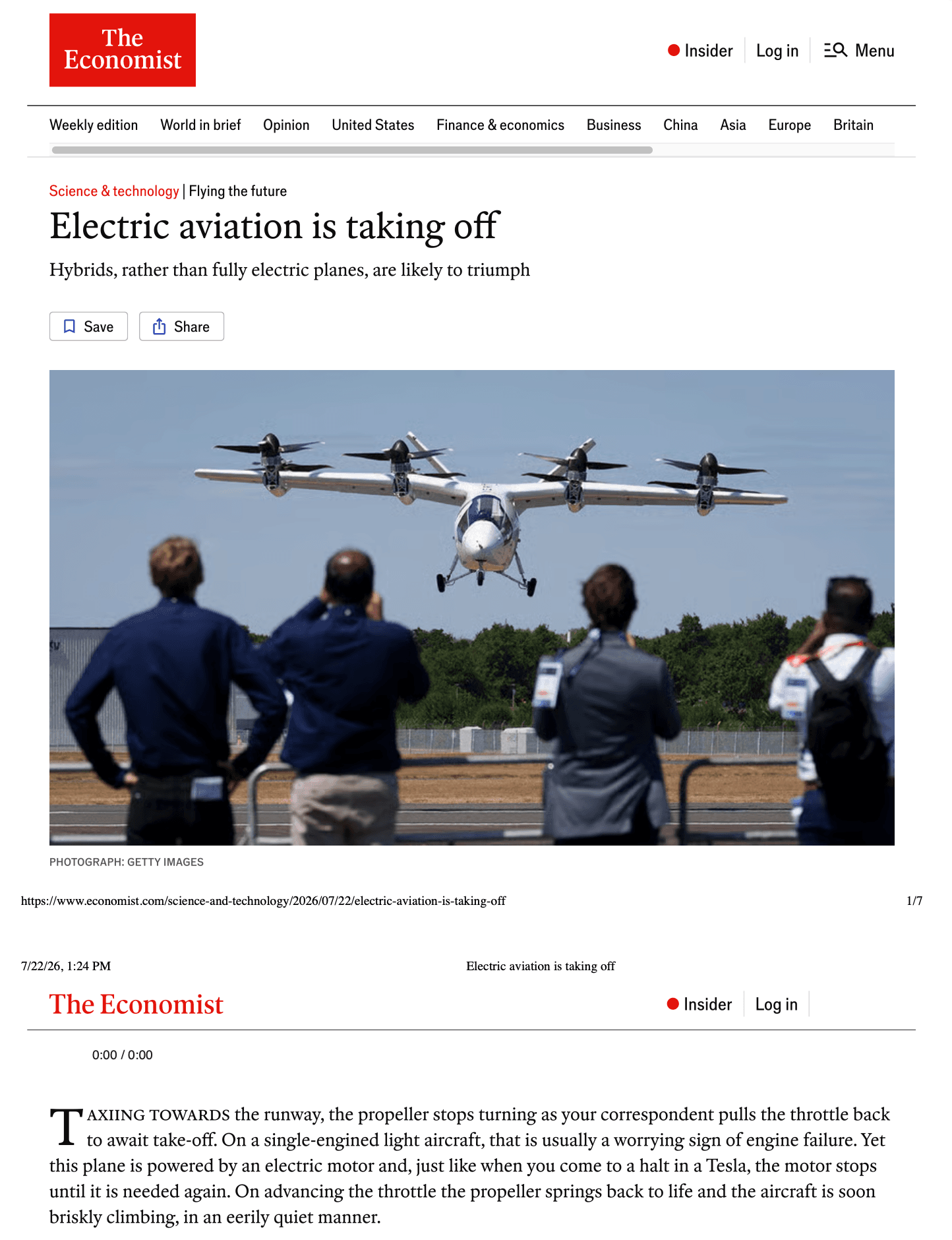 Economist - Electric Aviation