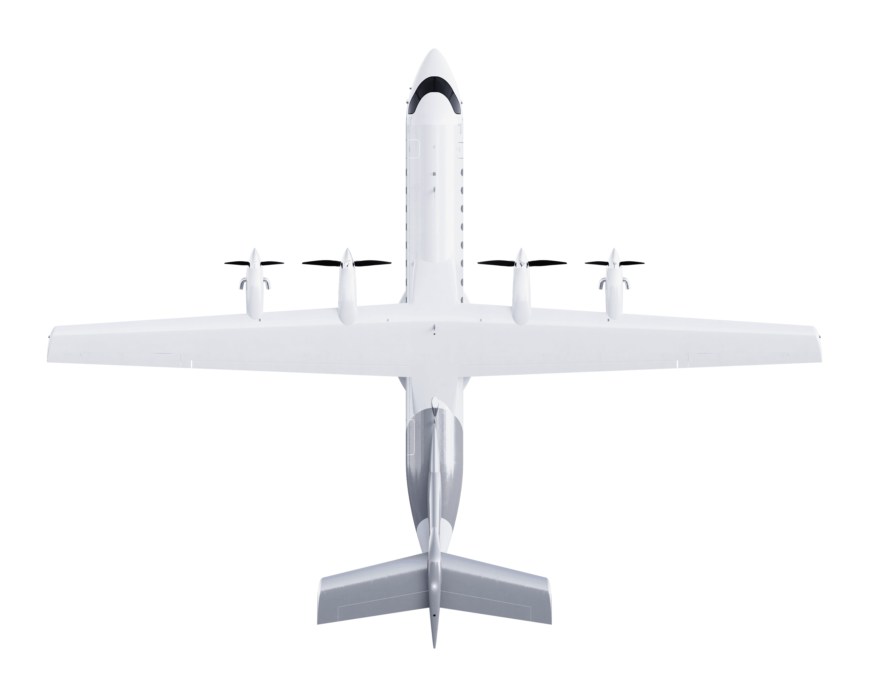 Heart Aerospace ES-30 top-down view showing four electric propellers and twin booms