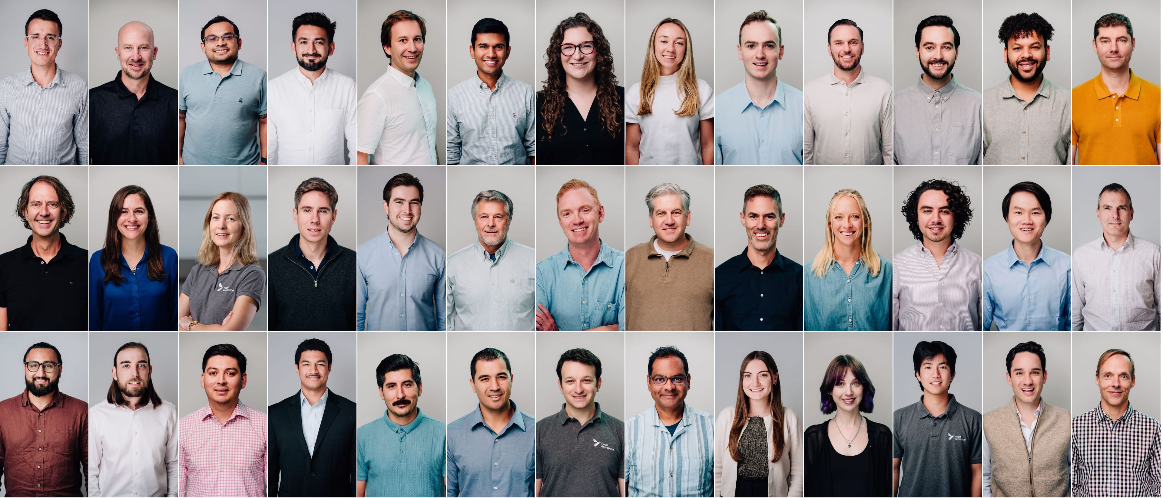 Headshot collage of 39 Heart Aerospace team members